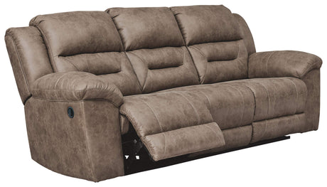 Signature Design by Ashley Stoneland Faux Leather Manual Pull Tab Reclining Sofa, Light Brown Signature Design by Ashley