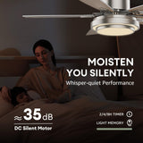 Fanbliss 42 Inch Nickel Ceiling Fans with Lights and Remote Control for Bedroom, Modern Ceiling Fan with Quiet Reversible DC Motor, 3CCT, Dimmable, LED for Living Room, Patio, Indoor and Outdoor Fanbliss