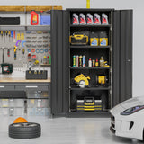 Furniwell Metal Storage Cabinet with 2 Doors & 4 Adjustable Shelves, Lockable Garage Storage Cabinet, Steel Utility File Cabinet for Home, Garage, Black, 71" H x 31.5" W x 15.7" D Furniwell