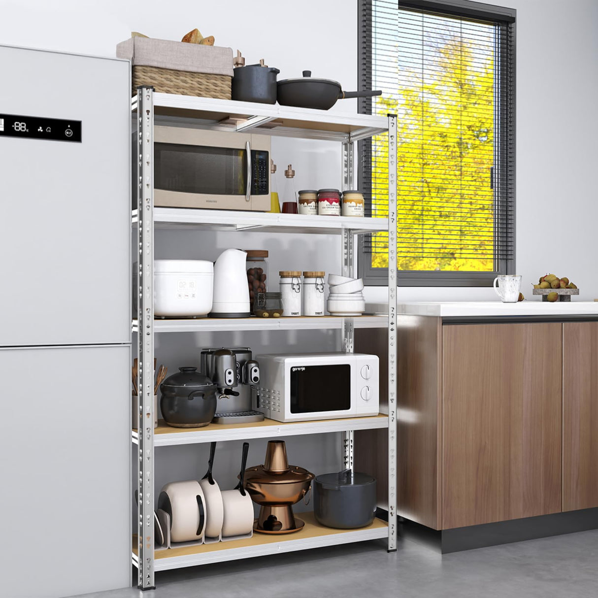 ZEUKMXOO Metal Shelving Racks, 35.4''×15.7''×70.8'' Heavy Duty Shelving Unit, 2200 LBS Garage Shelves and Storage, Industrial Shelf Free Standing, Organizer Shelf ZEUKMXOO