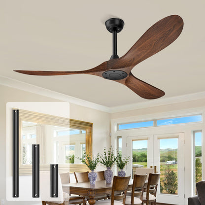 Jayjuly Ceiling Fan with Remote, 52" Outdoor/Indoor Modern Ceiling Fans Reversible DC Motor for Patios, Bedroom, Living Room (Walnut) - WoodArtSupply