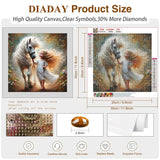 DIADAY Diamond Art Kits for Adults Horse, 5D Horse and Girl Diamond Painting Kits for Adults, Full Drill Round Gem DIY Diamond Dots Art Craft Home Wall Decor Gift 12 x 12 Inches DIADAY