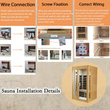 LTCCDSS Sauna, Far Infrared Saunas for Home, Wood Sauna 2 Person 1500W/120V Low Emf Indoor Sauna Room with Tempered Glass Door/Bluetooth Speakers/2 LED Lights - 43.2 * 38.3 * 73 inch LTCCDSS