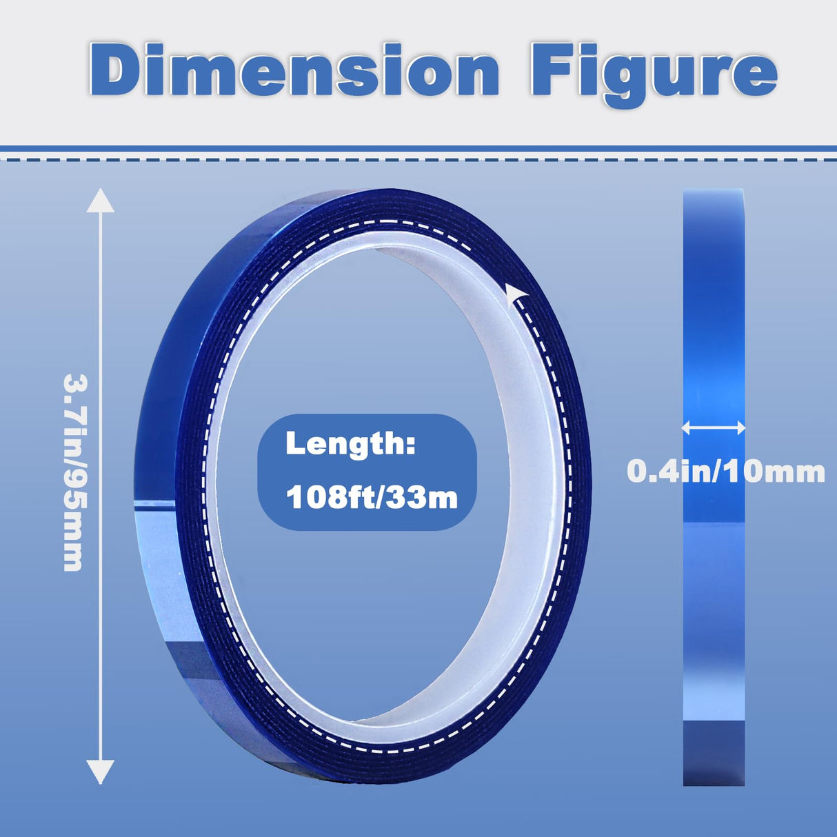 KIWIHUB 3 Rolls 10mm x33m(108ft) Heat Tape for Sublimation,Blue High Temperature Heat Resistant Tape,Heat Transfer Tape for Heat Press Vinyl,No Residue KIWIHUB