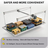 KIPPDURO Overhead Garage Storage Lift-4x8 FT Overhead Garage Storage Rack, with Safety Lock, Heavy-Duty Adjustable Ceiling Storage 325 lbs Capacity Suitable for Tools Kayaks Ladder Storage Racks KIPPDURO