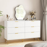 LYNSOM Dresser for Bedroom, Modern 6 Drawer White Dresser with Metal Handles and Wide Drawer, Wood Chest of Drawers for Living Room LYNSOM