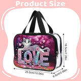 DIY diamond painting makeup bag kit, cat pattern sequined makeup storage bag with zipper, portable travel toiletries bag, as a handmade creative gift Tontut