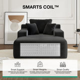 Novilla Oversized Chaise Lounge Indoor, Corduroy Cloud Couch Boneless Chaise Lounge Chair Indoor Deep Seat Reading Chair, 66‘’L x 46‘’W Boneless Couches for Living Room, No Assembly Required, Black Novilla