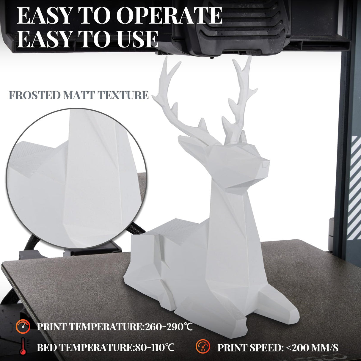 TINMORRY Glass Fiber Reinforced PETG Filament 1.75mm, High Impact Resistance Matte PETG GF 3D Printing Filament, Durability & Stiffness, Fits Bambu Lab FDM 3D Printers, 1 KG 1 Spool, Frosted White TINMORRY