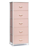 Crestlive Products Tall Dresser for Girls Bedroom, Chest of 5 Drawers, Fabric Storage Tower, Clothing Organizer for Bedroom, Hallway, Entryway, Closets, Nursery(Pink) Crestlive Products