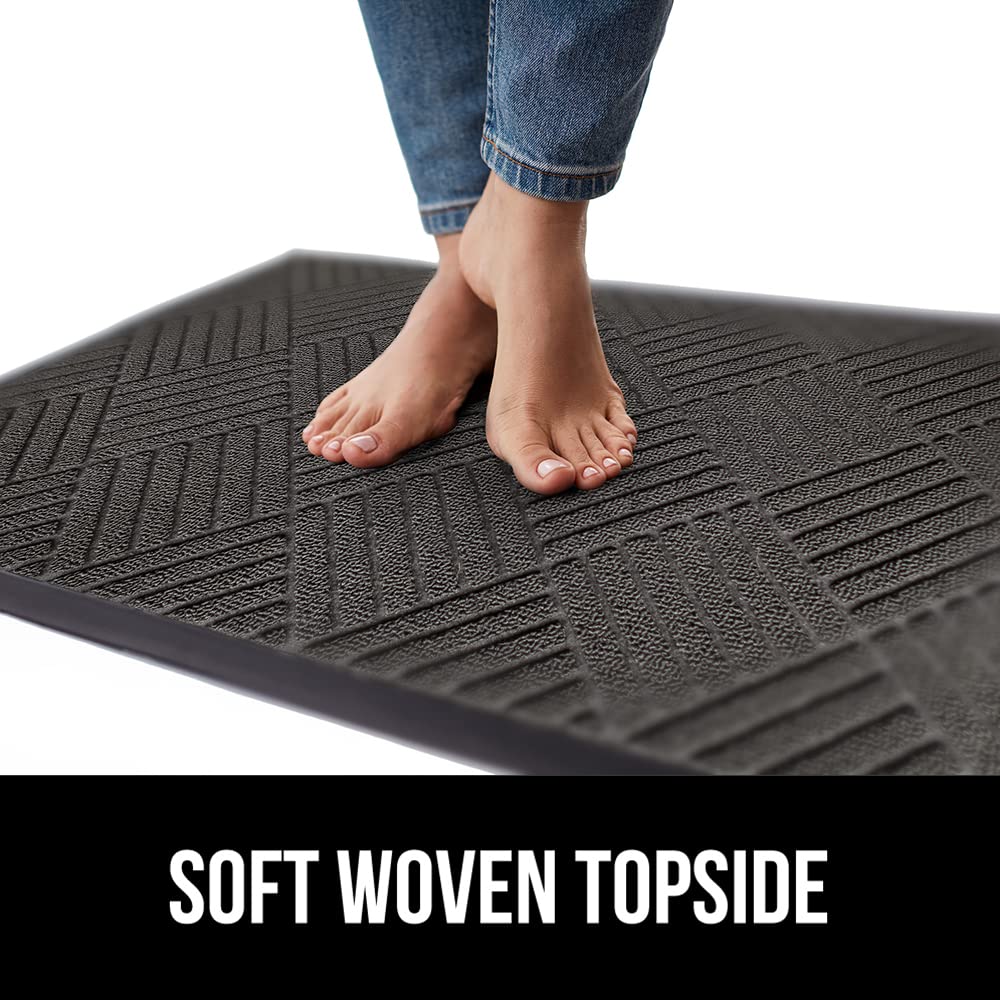 Gorilla Grip 100% Waterproof All-Season WeatherMax Doormat, Durable Natural Rubber, Stain and Fade Resistant, Low Profile, Indoor Outdoor Door Mats, Easy Clean Patio Entrance Mat, 17x29, Gray Diamond Gorilla Grip