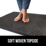 Gorilla Grip 100% Waterproof All-Season WeatherMax Doormat, Durable Natural Rubber, Stain and Fade Resistant, Low Profile, Indoor Outdoor Door Mats, Easy Clean Patio Entrance Mat, 17x29, Gray Diamond Gorilla Grip