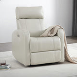 CHITA Genuine Leather Power Swivel Glider Recliner Chair for Adults, FSC Certified Electric Nursery Rocker Recliner Chair for Living Room, Light Grey CHITA