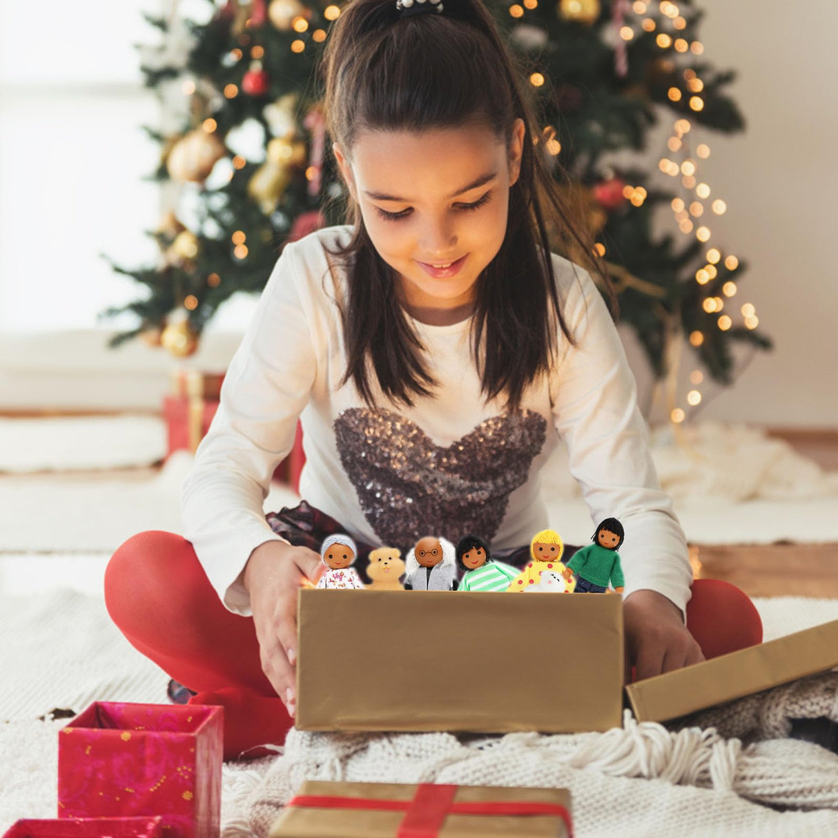 ONEST 11 Pieces Wooden Dollhouse Family Set Mini People Figures Sets Dollhouse Dolls Wooden Doll Family Pretend Play Figures Accessories for Pretend Dollhouse Toy ONEST