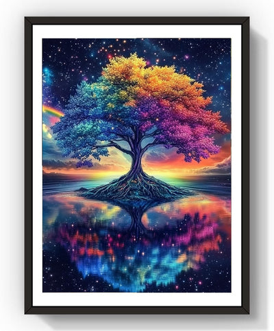 FILIGE 5D Diamond Art Kits for Adults 12x16inch Square Full Drill DIY Flower Landscape Gem Art Paint Crafts Home Wall Decor Holiday Gift for Beginners(Rainbow Tree)