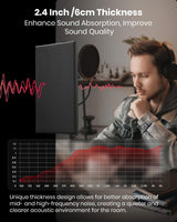 Moukey Acoustic Panels 4 PCS, 2.4“ Thick Fiberglass Soundproof Wall Panels 24''x12'', Self-adhesive Sound Absorbing Panels for Studios, Office, Home Theater (Black) Moukey