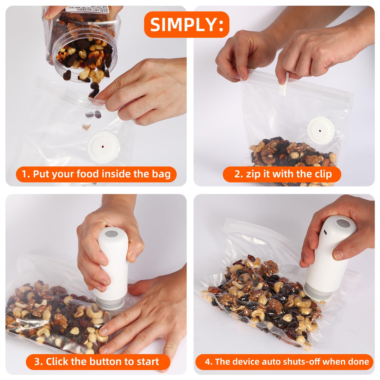 2025 New Handheld Vacuum Sealer for Food storage, Sous Vide and Meal Prep. 1 vacuum machine 2 compact containers and 4 reusable bags, 7-piece Set. Extending freshness up to 5 times longer MolaMolamoy