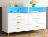 EnHomee Dresser, Dresser for Bedroom, White Dresser with LED, Wood Dressers & Chests of Drawers, 6 Drawers Dresser for Bedroom, Dresser Wood, Large Dressers Bedroom Furniture EnHomee