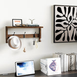 VERTORGAN Wall Hooks with Shelf, Coat Hooks Wood Coat Rack Wall-Mounted, Wall Hooks for Entryway, Living Room, Bathroom (Brown) VERTORGAN