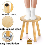 Goaste 10 Inch Wooden Step Stool, Solid Round Sitting Stools for Adults, Multi-Purpose Short Chair Perfect Matched Sensory Table, 4-Legged Small Foot Rest Stool for Playroom, Kitchen, Bedroom Goaste