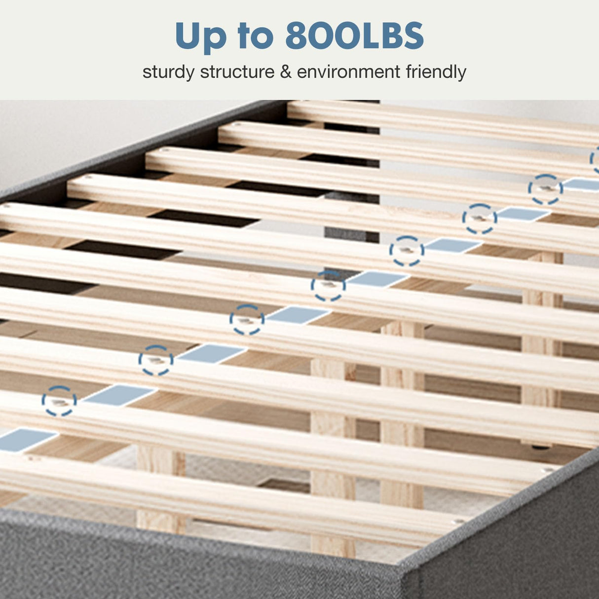 DUMOS Twin Bed Frames with Headboard, Wooden Twin Platform Bed No Box Spring Needed, Fabric Upholstered Bed Frame with Adjustable Headboard, 800LBS Support,Noise Free, Dark Grey DUMOS