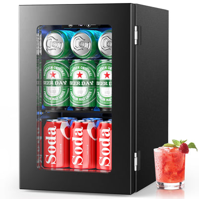 Electactic 24 Cans Beverage Refrigerator Cooler, Mini Fridge Countertop Drink Cooler for Soda, Canned Beer, Adjustable Digital Temperature Control for Home Dorm Office, Black