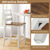 Giantex Counter Height Bar Stools Set of 2, 24" Farmhouse Counter Height Bar Dining Chairs with Back, Rubber Wood Footrest, Acacia Wood Legs, Wooden Barstools for Kitchen Island Pub Restaurant, White Giantex