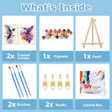2 Pack Hummingbird Paint by Numbers with Frame, Hummingbird Paint by Numbers for Adults with Easel, DIY Crafts Painting by Number for Gift Home Wall Decor 8x12inch hkejoi