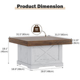 Lareth Coffee Table 31.5 in Farmhouse Center Table with X Design Wooden Pedestal for Living Room, Small Square Home Office Tea Accent Table for Dining Room Apartment, Antique White Lareth