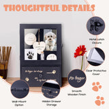 Pet Memorial Shadow Box 9"x13.4" with Deep Drawer, Keepsake Kit and Paw Print Set – Sympathy Display Frame for Dog & Cat in Loving Memory DigNew