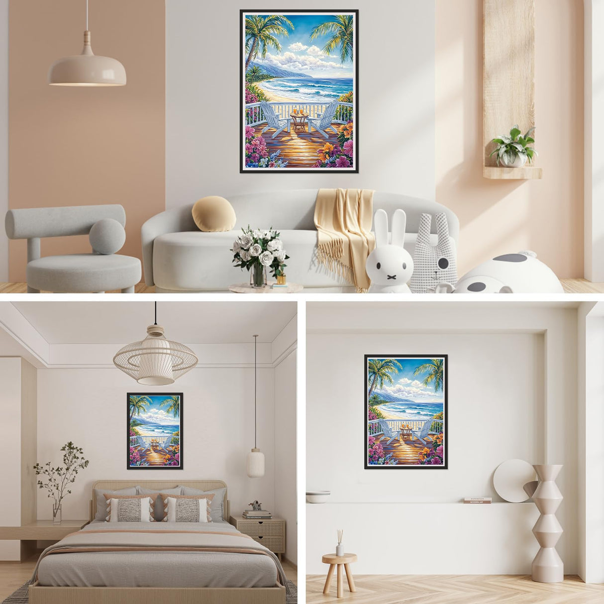 SENQAO Beach Diamond Painting Kits for Adults, Coconut Tree Diamond Art Paintings Kit for Beginners, 5D Full Drill Diamand Art Kits, Gem Art Crafts for Adults Wall Decor 12x16in(Vacation Beach Chair) SENQAO