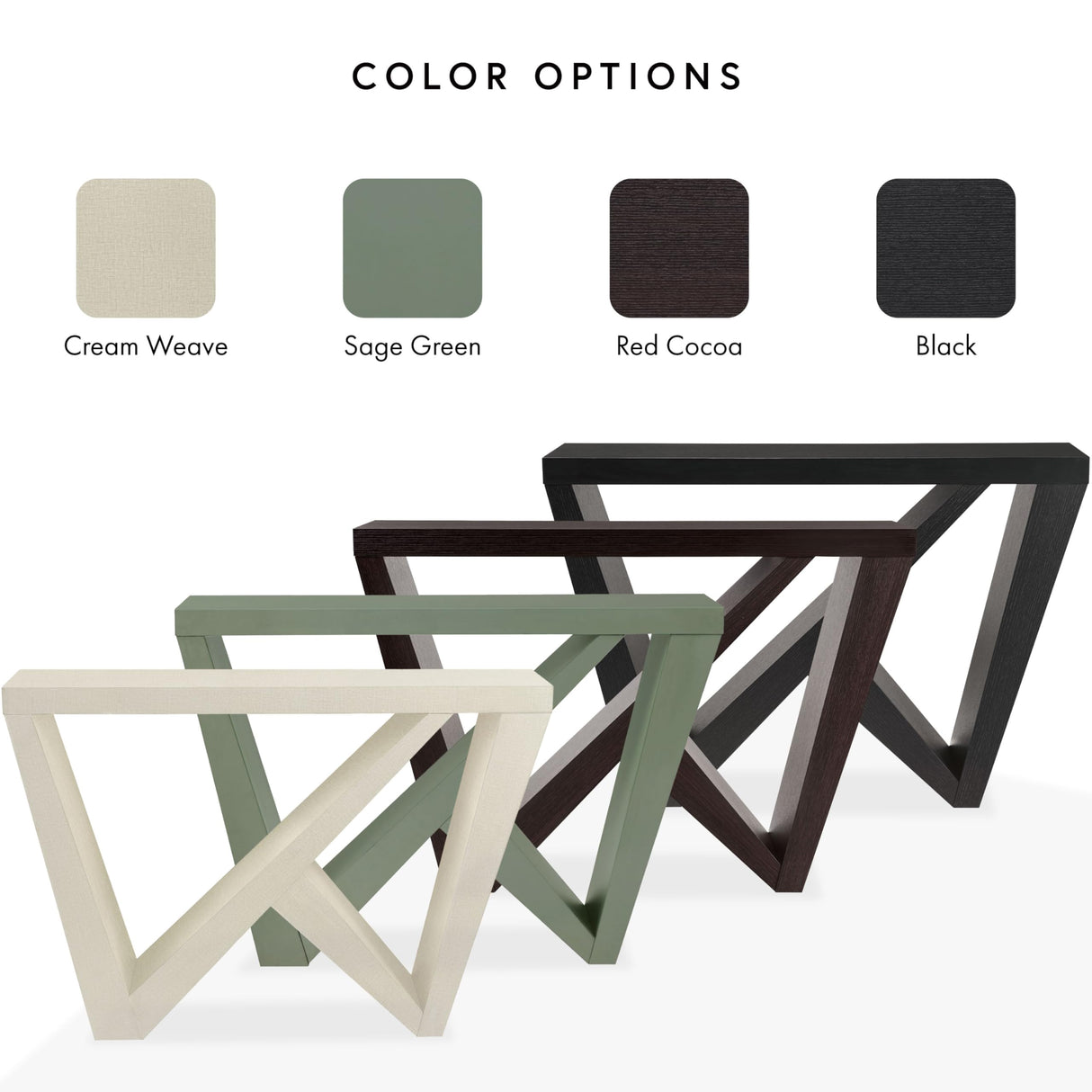 HOMES: Inside + Out Naomi Modern Decorative Accent Console Table with W-Shaped Legs, Wood Entryway Furniture for Living Room, Hallway, Entrance, Small Spaces, Black HOMES: INSIDE + OUT