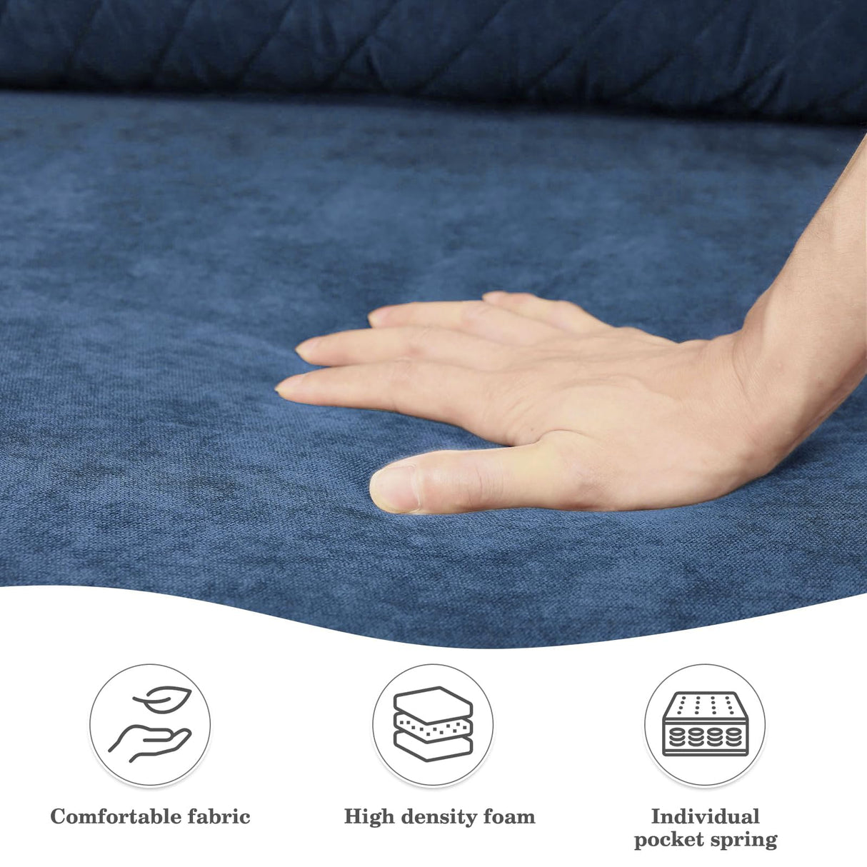 Vesgantti 65" Blue Loveseat, Comfy Mid-Century Modern 2-Seat Sofa, No-Tool Assembly Small Couch for Living Room & Bedroom Vesgantti