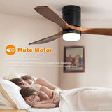 Sofucor 52 Inch Low Profile Ceiling Fan with Lights 3 Wood Fan Blade Noiseless Reversible DC Motor Remote Control Flush Mount Ceiling Fan with Light for Farmhouse Modern Style Contemporary Decor Sofucor