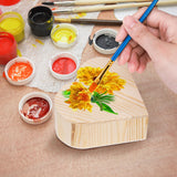 Acshio 12 Pack Unfinished Wood Heart Box, Unpainted DIY Treasure Chest with 10 Pcs Paint Brushes, Wooden Heart Shaped Storage Box Jewelry Box with Lid for Art Craft Painting Making Acshio