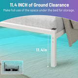 CLIBFENG Full Size Bed Frame with Headboard,Heavy Duty Steel Slats Support-LED Bed Frame with USB Charging Station,Metal Platform Bed Frame-Under Bed Storage, No Box Spring Needed, Noise Free,White CLIBFENG