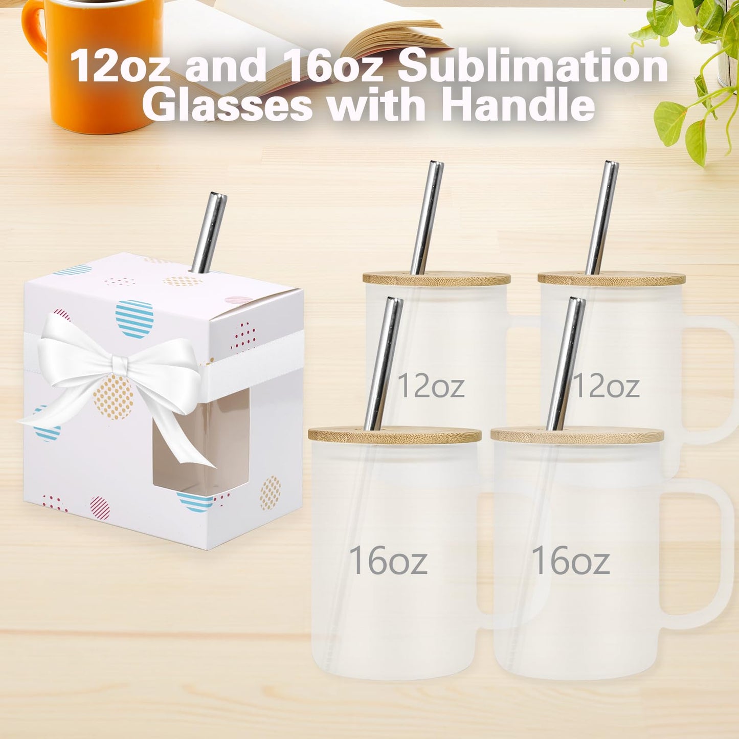 12 Cup Wraps for Glass Cups with Ribbon,Sublimation Glass Gift Boxes,Glass Cup Boxes,Gift Wrap Boxes for 12oz 16oz Cup,Glass Gift Box for Birthday Presents,showcasing,displaying