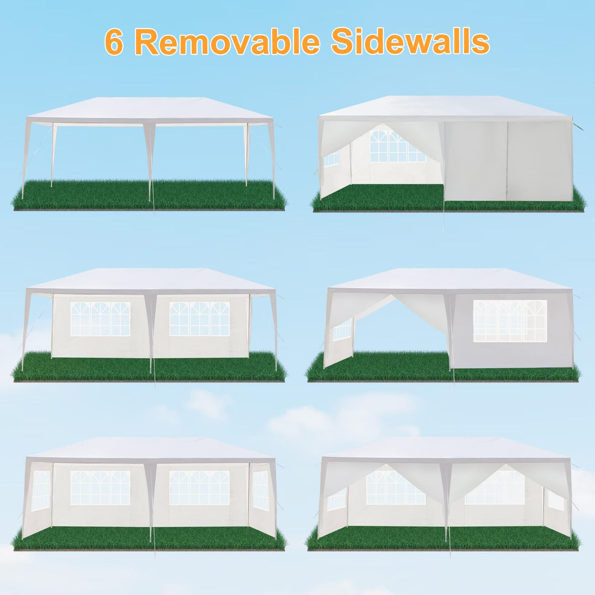 Outvita Outdoor Gazebo White Canopy with sidewalls, Wedding Party Tent with UV Blocking for Parties Sun Rain Shelter (10x20ft) Outvita