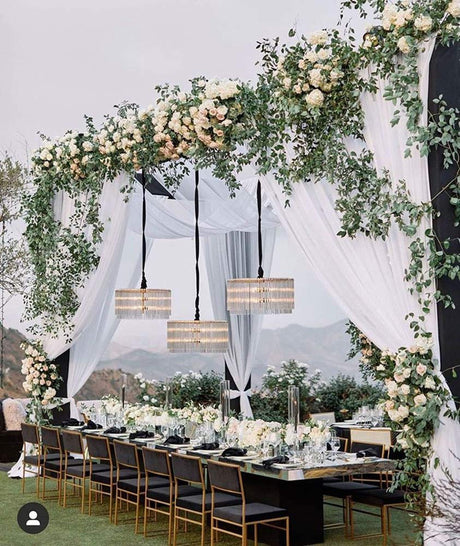 MoKoHouse White Wedding Arch Draping Fabric 3 Panels 27.5" x 18.3Ft Chiffon Fabric Drapery Sheer Backdrop Curtains for Party Ceremony Arch Stage Decorations MoKoHouse