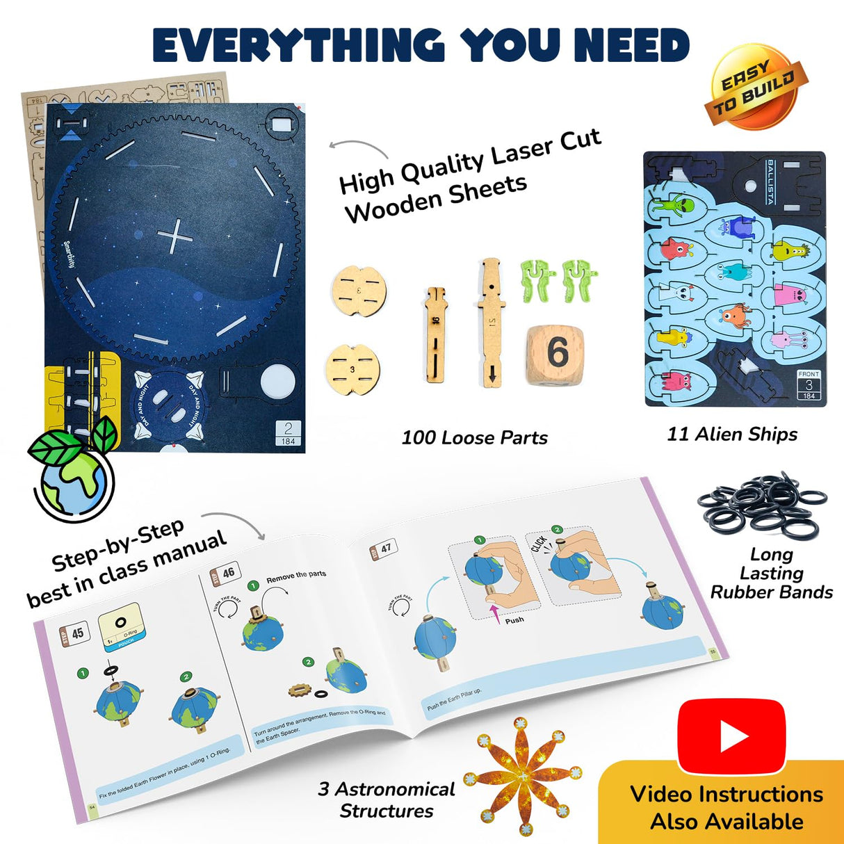 Smartivity Earth-Sun-Moon Space Toy for Kids 8-14 Years Old | Interactive 3D Model Ideas for Boys & Girls | DIY STEM Science Toys for 8,9,10,11,12,13,14 I Wooden Engineering Game Smartivity