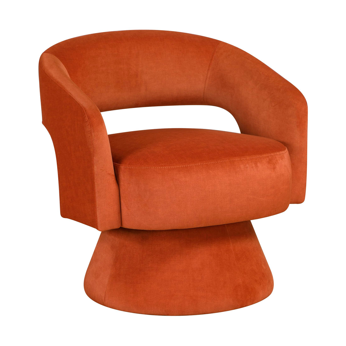 Lexicon 360 Degree Swivel Accent Chair, Modern Comfy Velvet Round Barrel Chair, Open Back, Plush Foam Cushions, Metal Swivel Base for Living Room/Bedroom/Office, Orange Lexicon