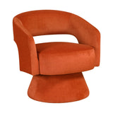 Lexicon 360 Degree Swivel Accent Chair, Modern Comfy Velvet Round Barrel Chair, Open Back, Plush Foam Cushions, Metal Swivel Base for Living Room/Bedroom/Office, Orange Lexicon