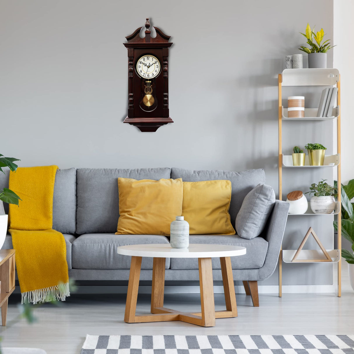 Vmarketingsite Grandfather Wall Clocks Battery Operated for Living Room Decor, Traditional Wood Wall Pendulum Clock with Westminster Chime, Makes A Great Housewarming Or Birthday Gift Vmarketingsite