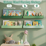 Fiwochic 4 Pcs Sage Green Scalloped Nursery Book Shelves, 15.75 Inch Wood Floating Wall Shelves for Bedroom, Cute Room Shelf for Picture Ledge Stuffed Animal Home Decor Kitchen Spice Fiwochic