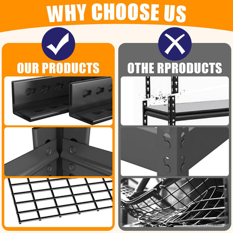 KILISTEELS 72" H X 48" W X 24" D Heavy Duty Garage Shelving Unit 5 Tier 3500 LBS Storage Shelves Adjustable Industrial Metal Wire Shelf Unit for Garage,Basement,Pantry,Warehouse,Commercial KILISTEELS