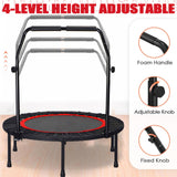 40" Foldable Mini Trampoline for Adults & Kids, Fitness Rebounder with U Shape Adjustable Foam Handle, Indoor Exercise Trampoline, Max Load 330lbs Anwick