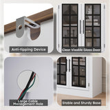 Bobve Farmhouse TV Stand for TVs up to 100", Modern Entertainment Center with 2 Cabinets and 3-Tier Open Shelves, Rustic TV Console for Living Room, Bedroom, White Bobve