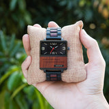 2win Engraved Wooden Watches Nameplate Custom for Men Unique Alloy & Wood Design Watch Personalized Gifts for Husband Men Boyfriend (Customize-1) 2win