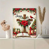 SHICERNHJ Cross Flower 5D Diamond Art Kits for Adults,Religious Christ Diamond Painting Kits for Beginner,DIY Gem Art Full Drill Diamond Painting Art Craft Kits for Home Wall Decor 12 x 16inch SHICERNHJ