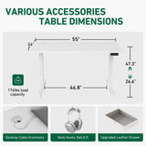 FEZIBO 55 x 24 Inches Standing Desk with Drawer, Adjustable Height Electric Stand up Desk with Storage, Sit Stand Home Office Desk, Ergonomic Computer Desk, White FEZIBO